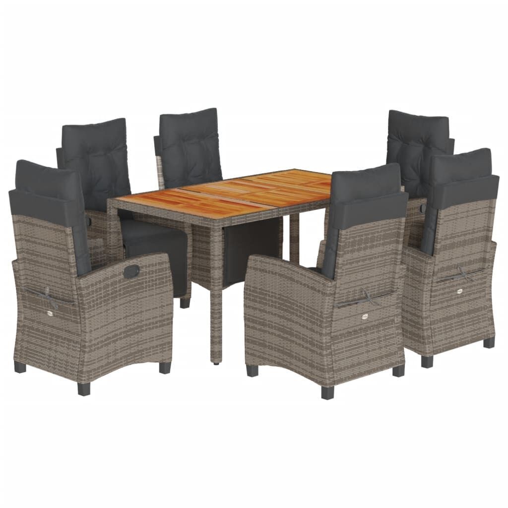 7 Piece Garden Dining Set with Cushions Grey Poly Rattan 7 Piece Garden Dining Set with Cushions Grey Poly Rattan