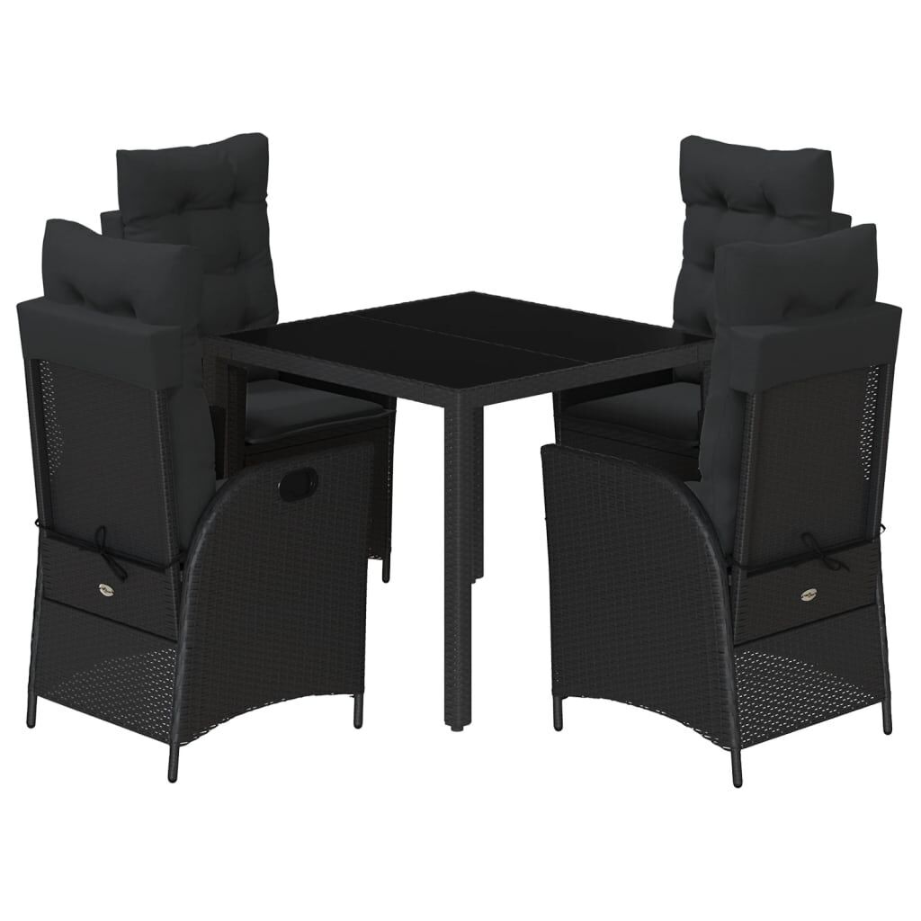 5 Piece Garden Dining Set with Cushions Black Poly Rattan 5 Piece Garden Dining Set with Cushions Black Poly Rattan