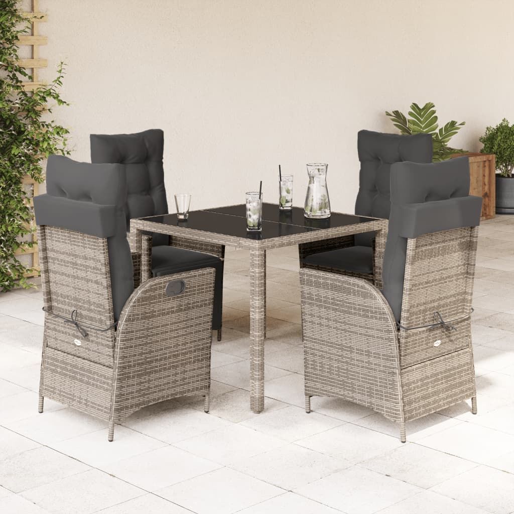 5 Piece Garden Dining Set with Cushions Grey Poly Rattan 5 Piece Garden Dining Set with Cushions Grey Poly Rattan