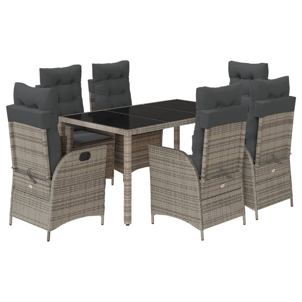 7 Piece Garden Dining Set with Cushions Grey Poly Rattan 7 Piece Garden Dining Set with Cushions Grey Poly Rattan