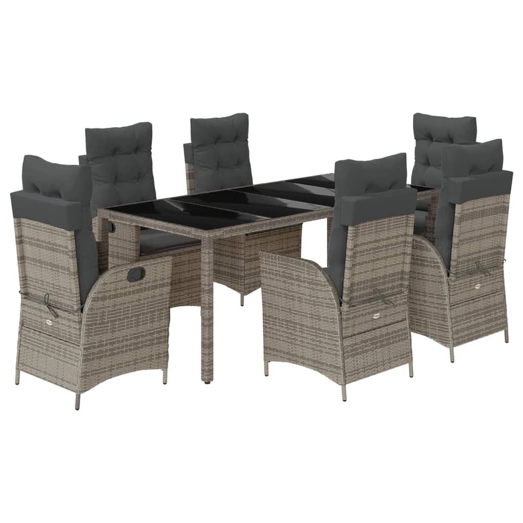7 Piece Garden Dining Set with Cushions Grey Poly Rattan 7 Piece Garden Dining Set with Cushions Grey Poly Rattan