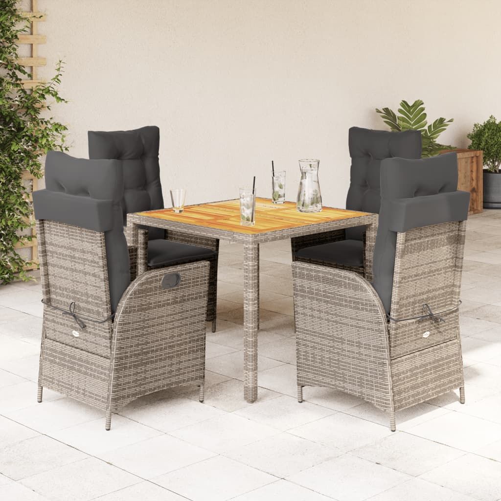 5 Piece Garden Dining Set with Cushions Grey Poly Rattan 5 Piece Garden Dining Set with Cushions Grey Poly Rattan