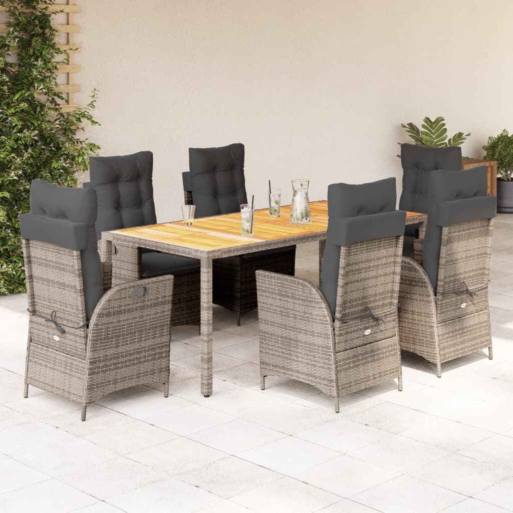 7 Piece Garden Dining Set with Cushions Grey Poly Rattan 7 Piece Garden Dining Set with Cushions Grey Poly Rattan