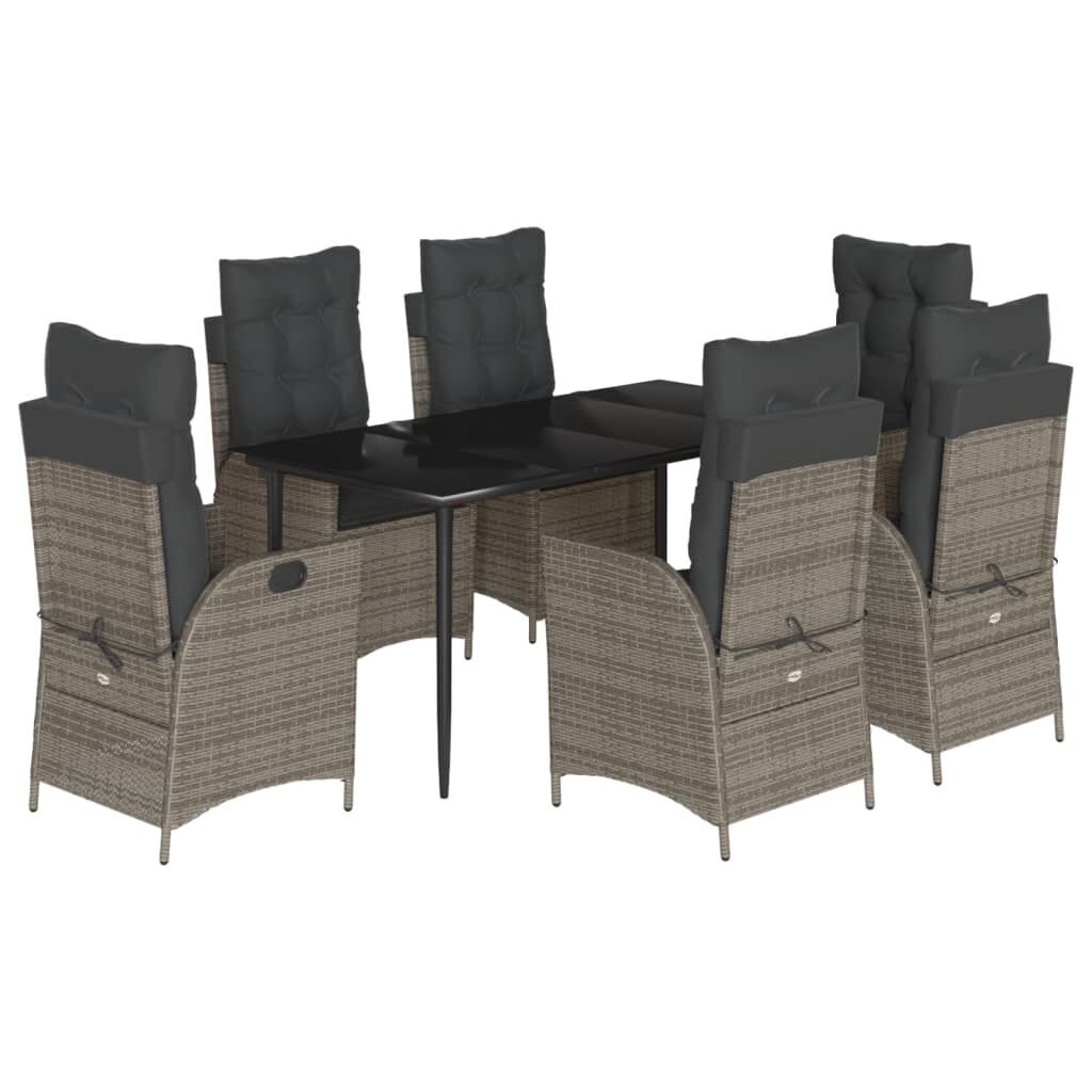 7 Piece Garden Dining Set with Cushions Grey Poly Rattan 7 Piece Garden Dining Set with Cushions Grey Poly Rattan