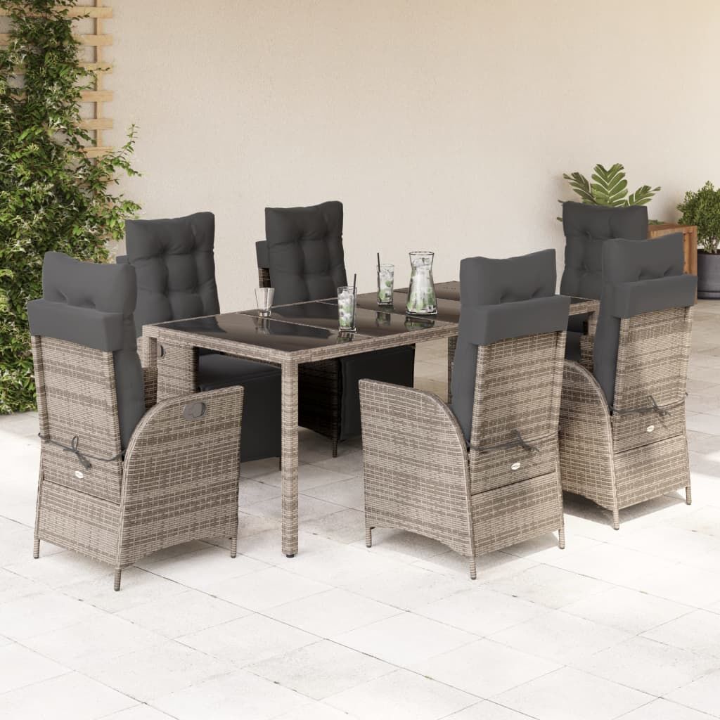 9 Piece Garden Dining Set with Cushions Grey Poly Rattan 9 Piece Garden Dining Set with Cushions Grey Poly Rattan