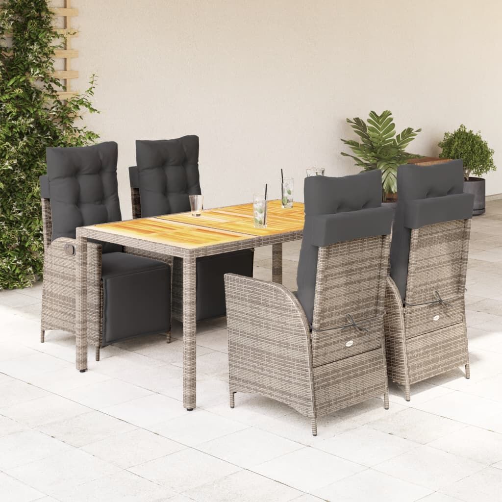 5 Piece Garden Dining Set with Cushions Grey Poly Rattan 5 Piece Garden Dining Set with Cushions Grey Poly Rattan