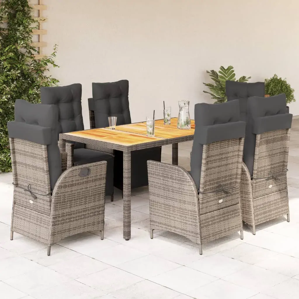 7 Piece Garden Dining Set with Cushions Grey Poly Rattan 7 Piece Garden Dining Set with Cushions Grey Poly Rattan