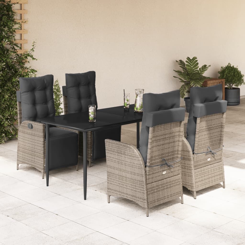 5 Piece Garden Dining Set with Cushions Grey Poly Rattan 5 Piece Garden Dining Set with Cushions Grey Poly Rattan