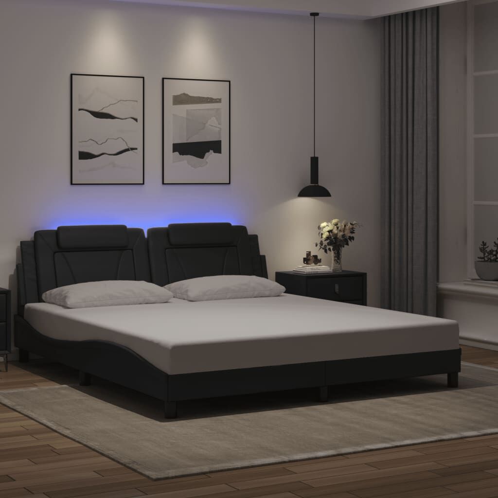 Bed Frame with LED without Mattress Black 183x203 cm King Bed Frame with LED without Mattress Black 183x203 cm King