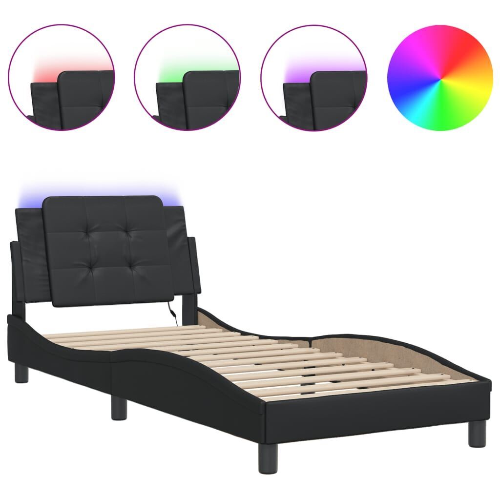 Bed Frame with LED without Mattress Black 90x190 cm Bed Frame with LED without Mattress Black 90x190 cm