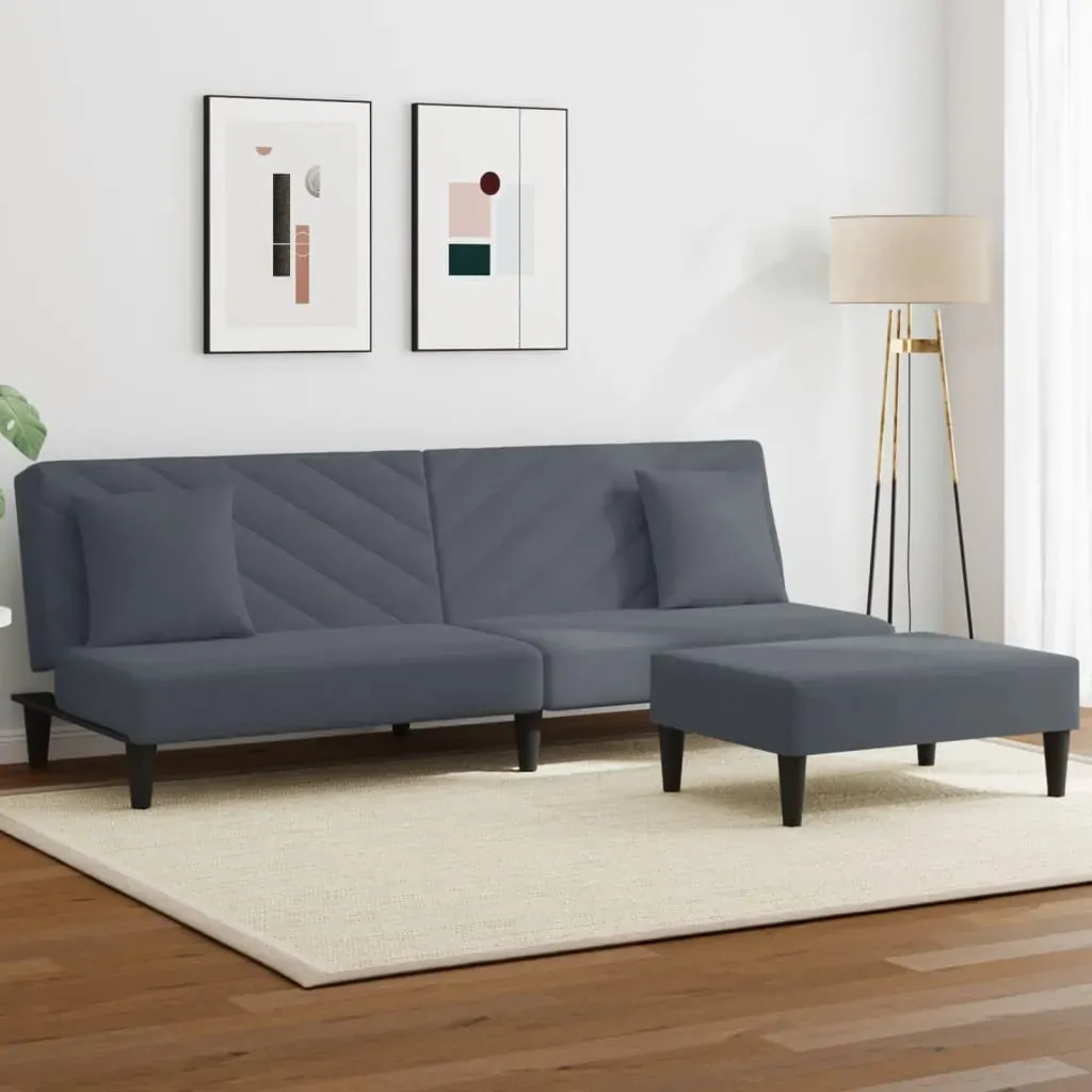 2 Piece Sofa Set with Pillows Dark Grey Velvet 2 Piece Sofa Set with Pillows Dark Grey Velvet