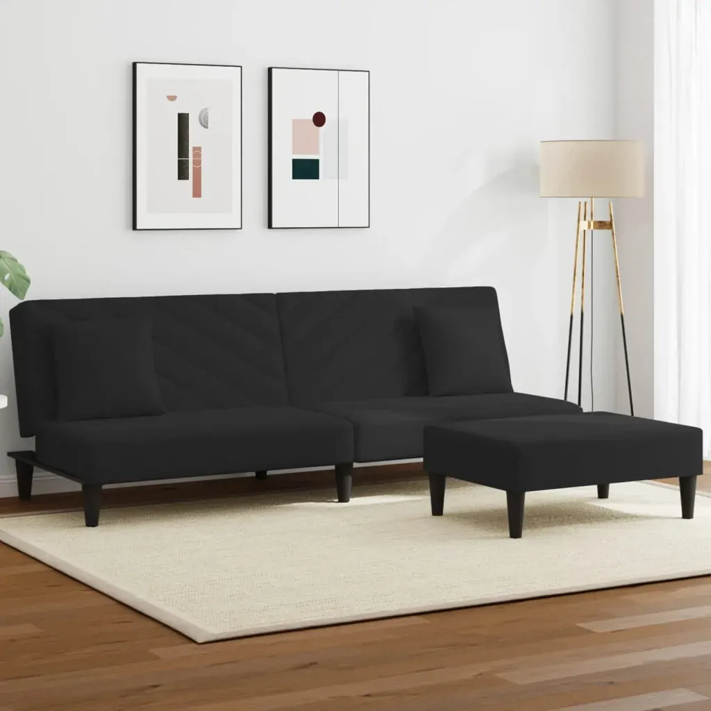 2 Piece Sofa Set with Pillows Black Velvet 2 Piece Sofa Set with Pillows Black Velvet