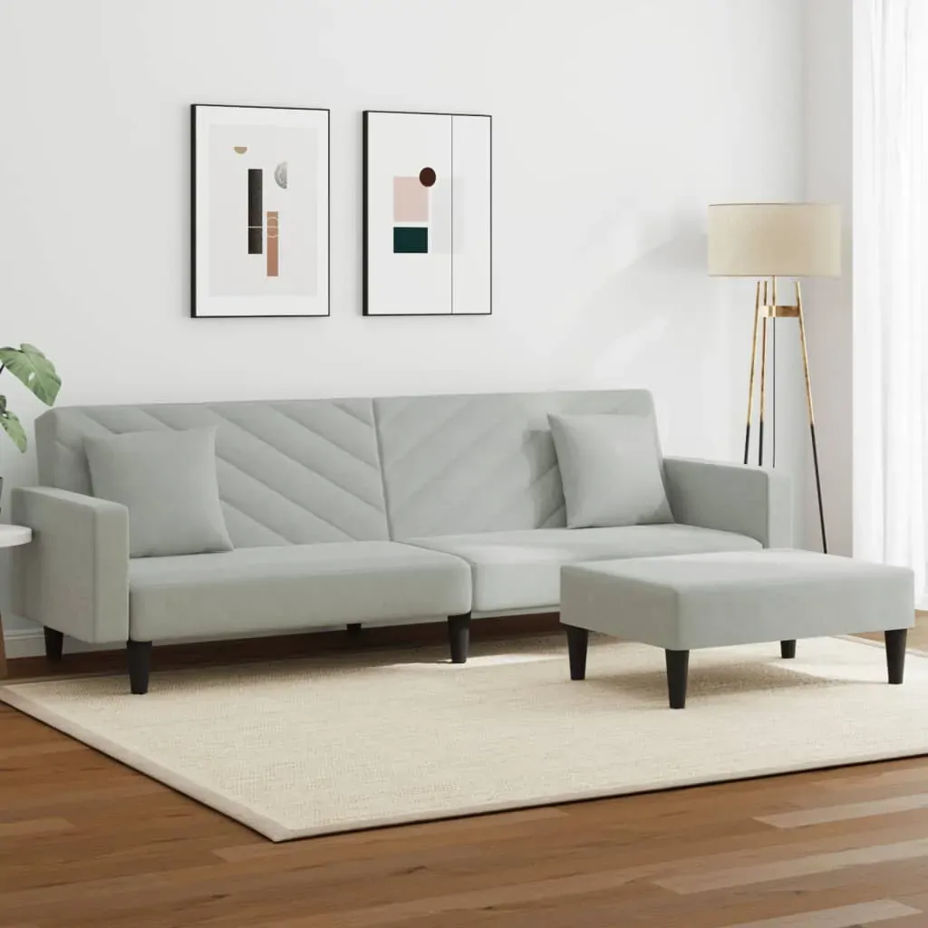 2 Piece Sofa Set with Pillows Light Grey Velvet 2 Piece Sofa Set with Pillows Light Grey Velvet