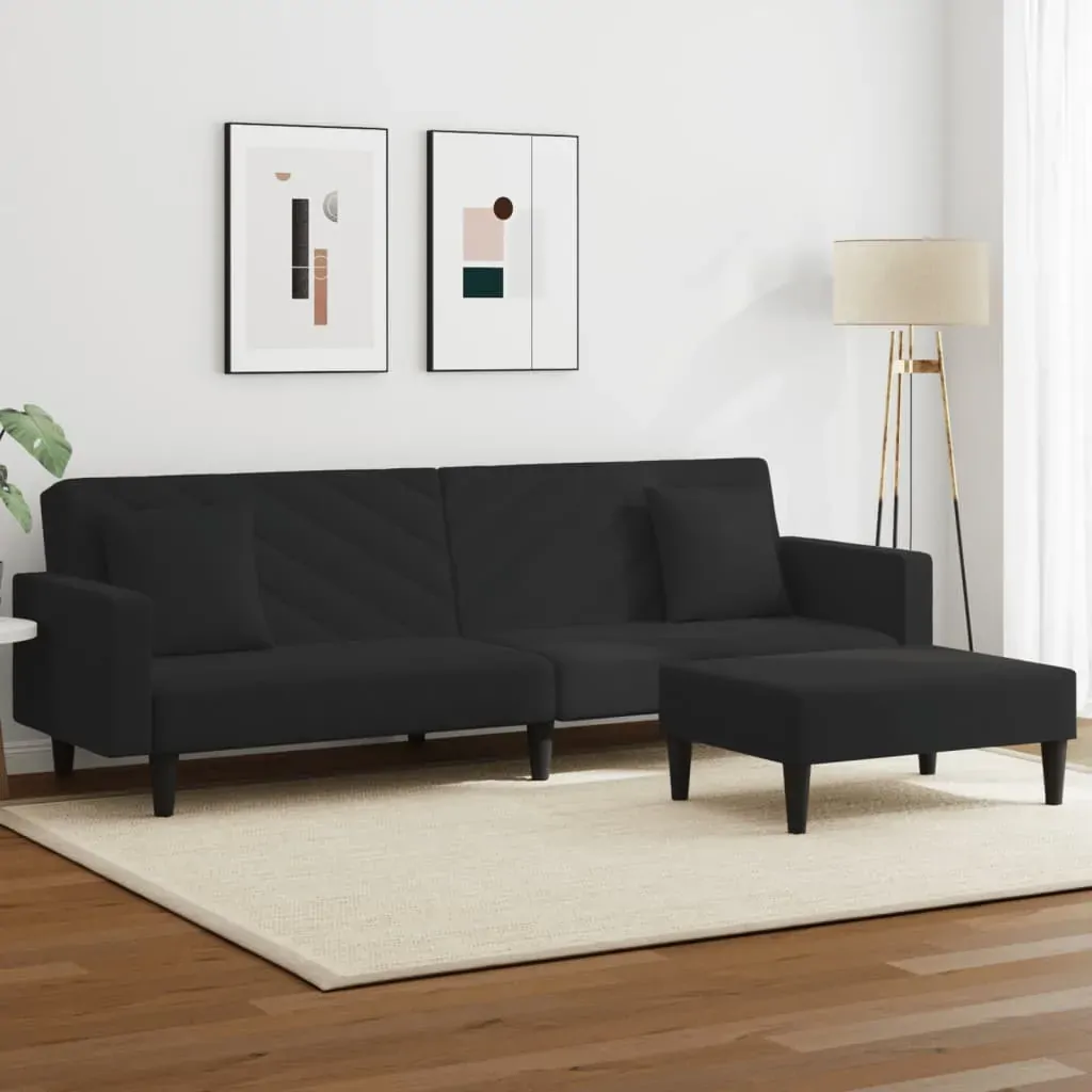 2 Piece Sofa Set with Pillows Black Velvet 2 Piece Sofa Set with Pillows Black Velvet