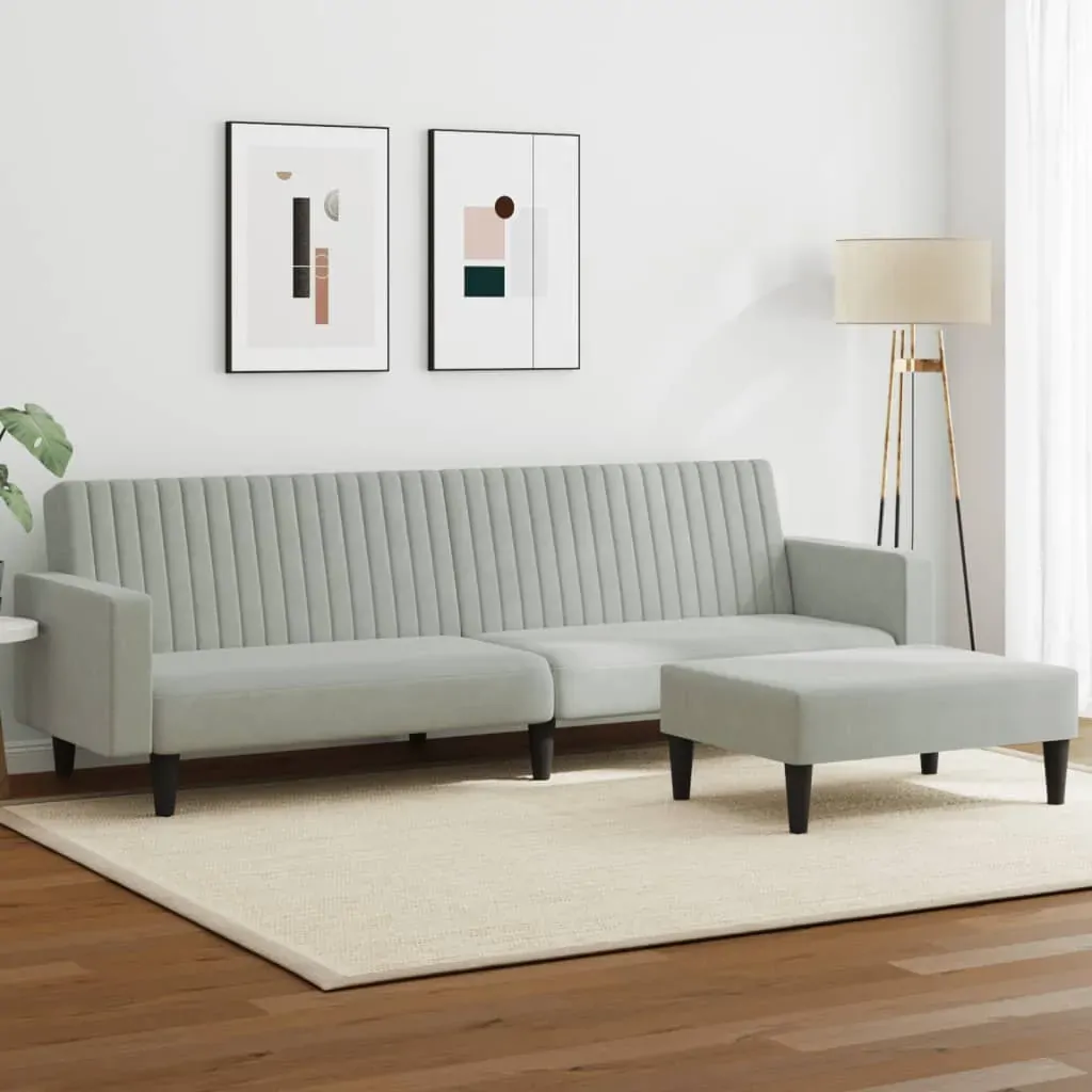 2 Piece Sofa Set Light Grey Velvet 2 Piece Sofa Set Light Grey Velvet