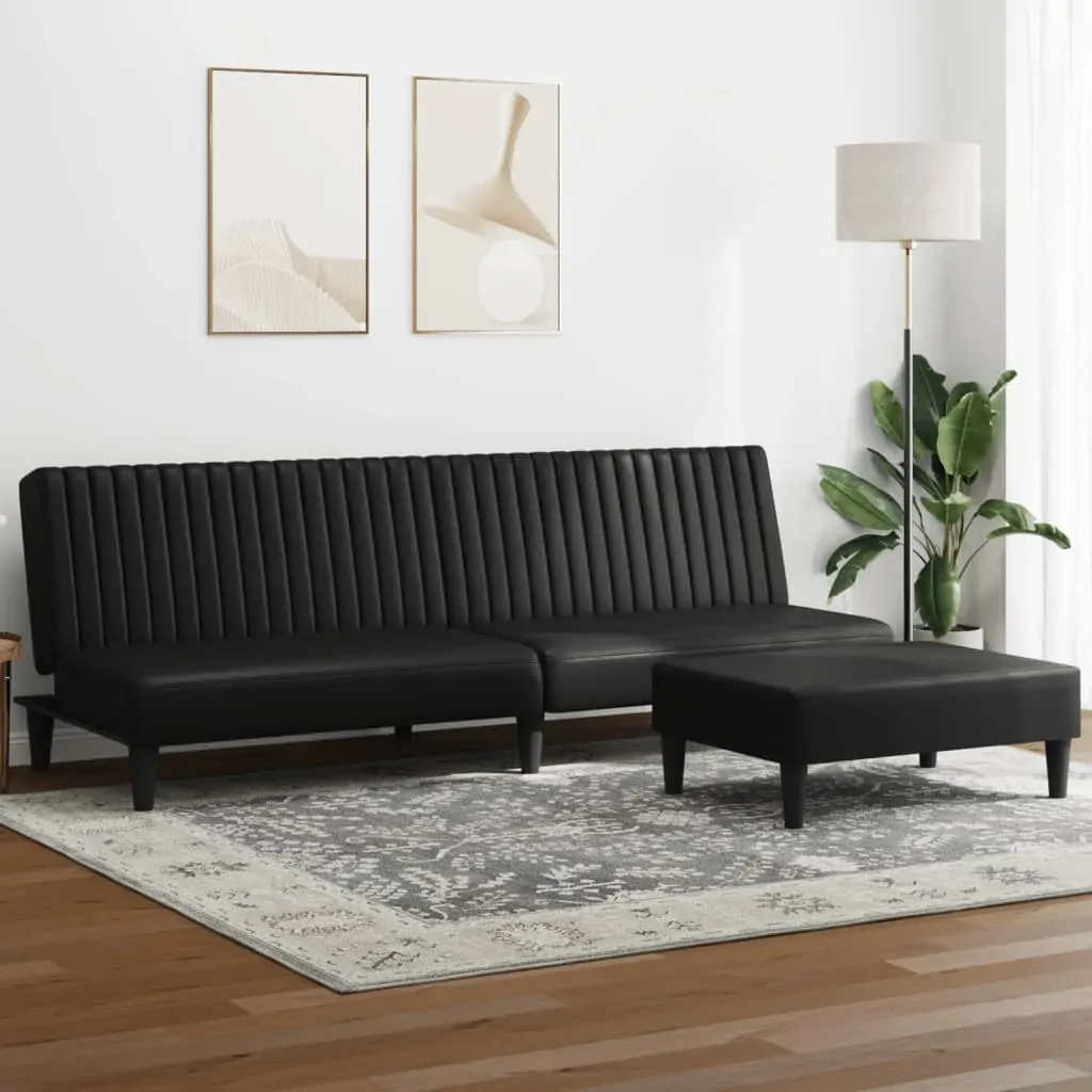 2 Piece Sofa Set Black Faux Leather 2 Piece Sofa Set Black Faux Leather