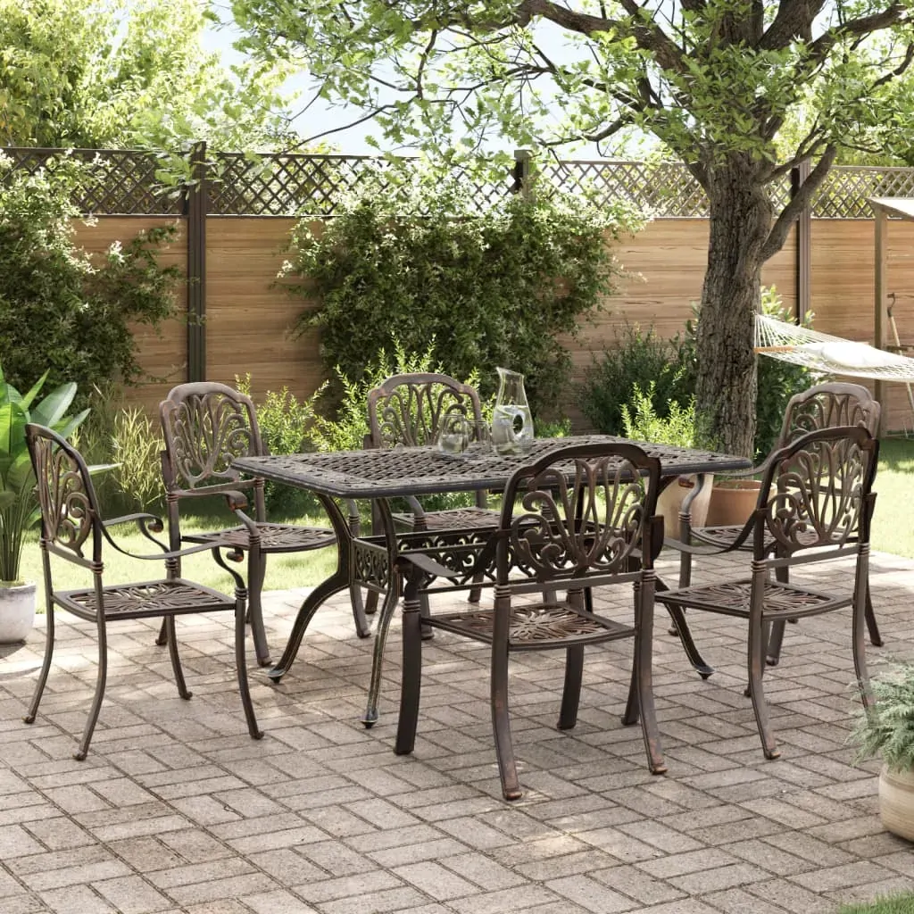 7 Piece Garden Dining Set Bronze Cast Aluminium 7 Piece Garden Dining Set Bronze Cast Aluminium