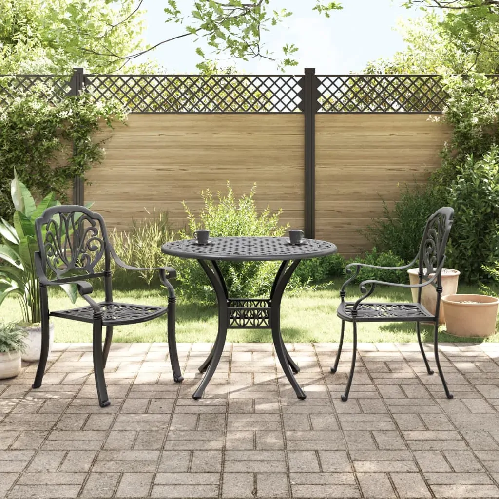 3 Piece Bistro Set Black Cast Aluminium 3 Piece Bistro Set Black Cast Aluminium