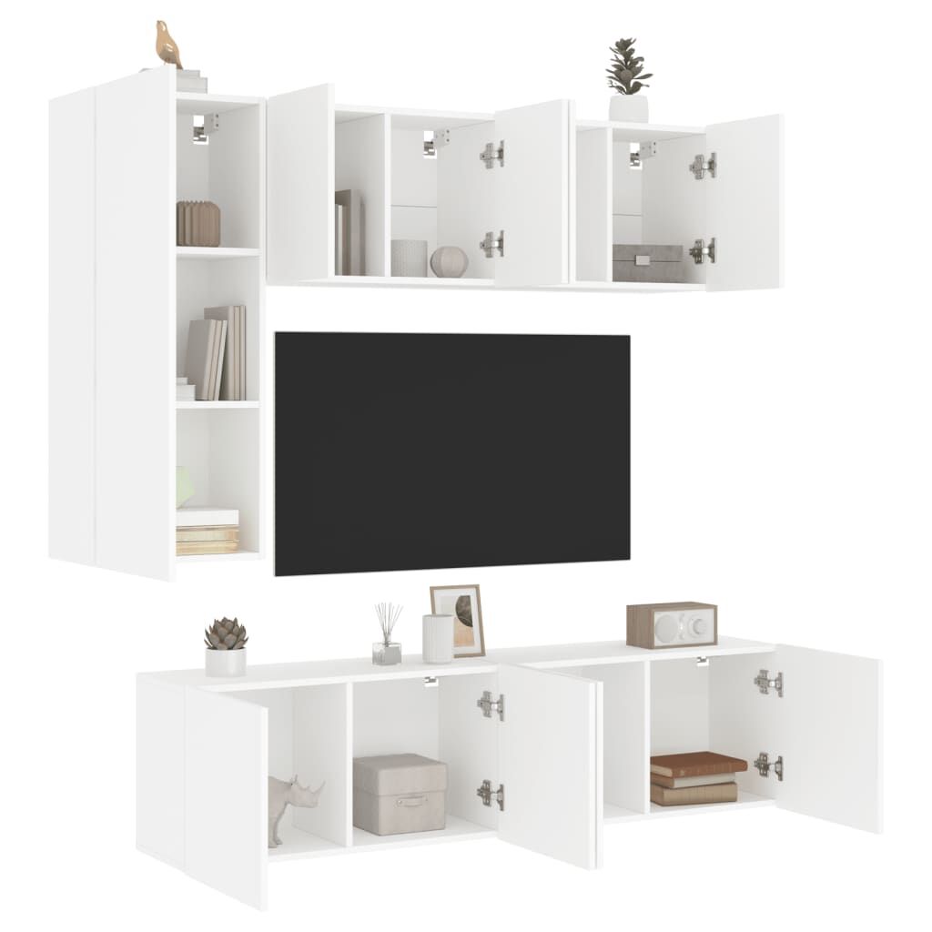 5 Piece TV Wall Units White Engineered Wood 5 Piece TV Wall Units White Engineered Wood