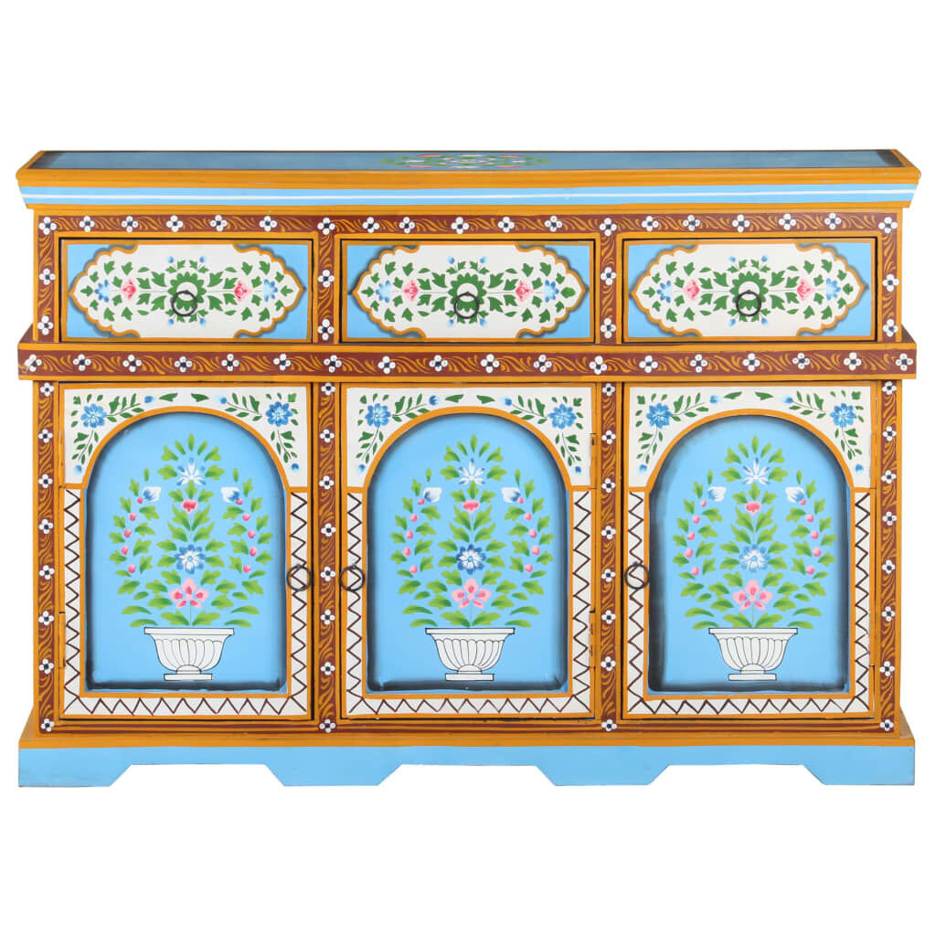 Hand-Painted Sideboard Multicolour 110x30x76cm Solid Mango Wood Hand-Painted Sideboard Multicolour 110x30x76cm Solid Mango Wood