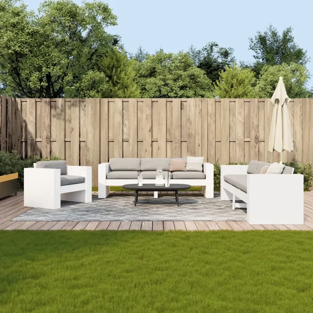 2 Piece Garden Lounge Set White Solid Wood Pine 2 Piece Garden Lounge Set White Solid Wood Pine