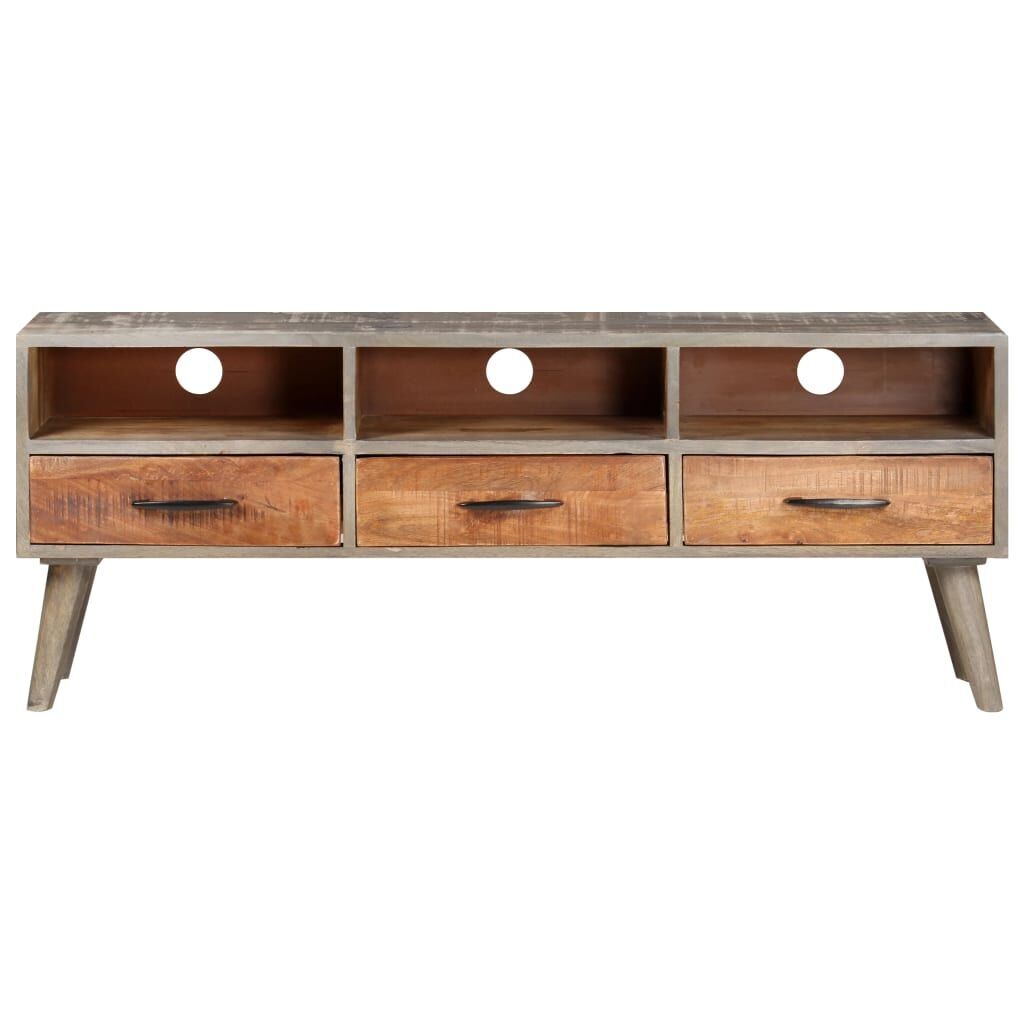 TV Cabinet Grey 130x35x51 cm Solid Rough Mango Wood TV Cabinet Grey 130x35x51 cm Solid Rough Mango Wood