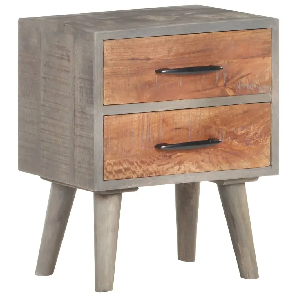Bedside Cabinet Grey 40x30x50 cm Solid Rough Mango Wood Bedside Cabinet Grey 40x30x50 cm Solid Rough Mango Wood