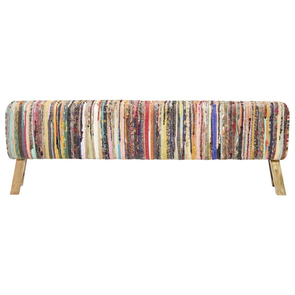 Bench 160 cm Multicolour Chindi Fabric Bench 160 cm Multicolour Chindi Fabric