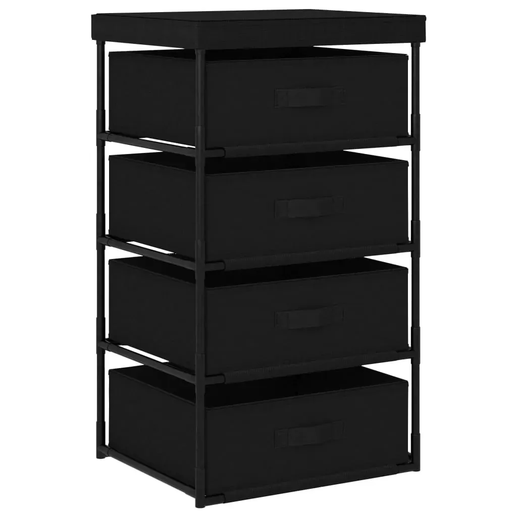 Storage Rack with 4 Fabric Baskets Steel Black Storage Rack with 4 Fabric Baskets Steel Black