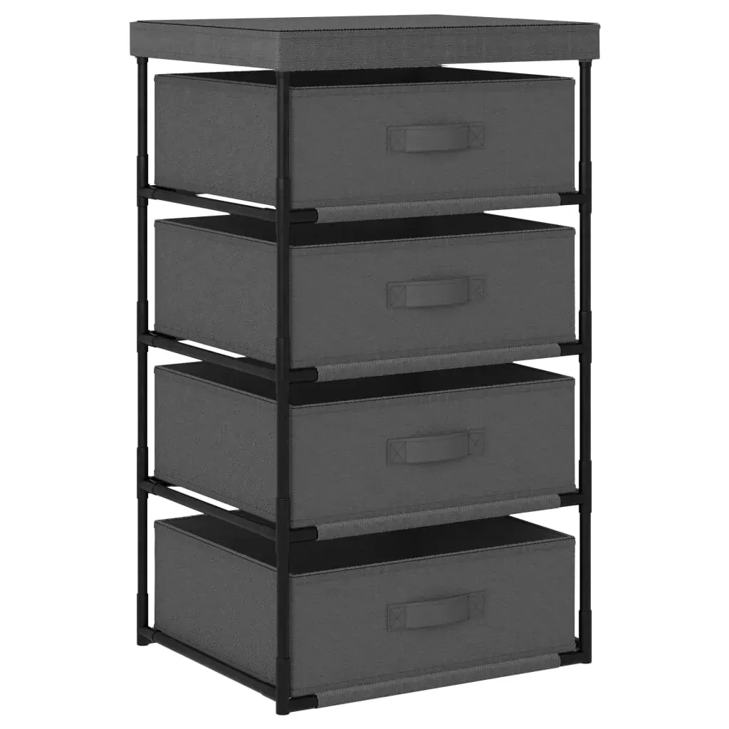 Storage Rack with 4 Fabric Baskets Steel Grey Storage Rack with 4 Fabric Baskets Steel Grey