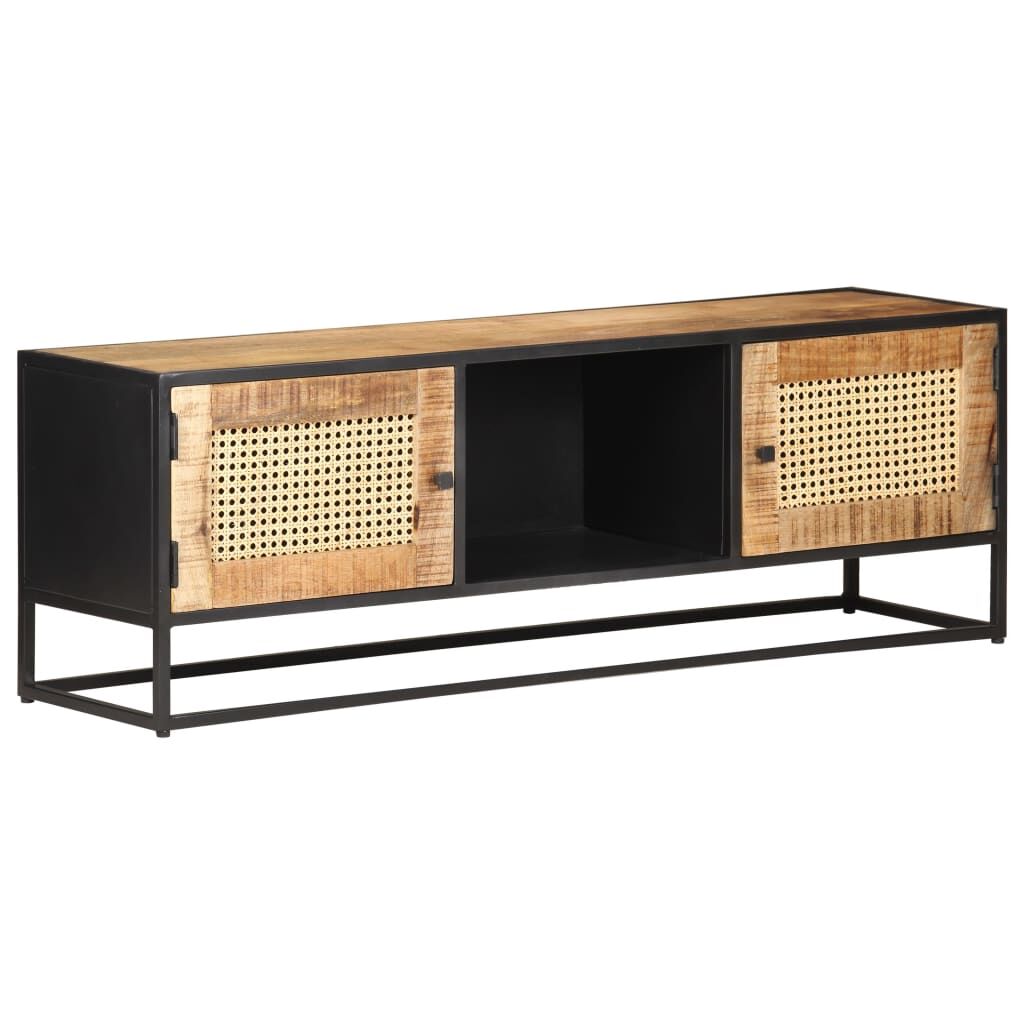 TV Cabinet 120x30x40 cm Rough Mango Wood and Natural Cane TV Cabinet 120x30x40 cm Rough Mango Wood and Natural Cane