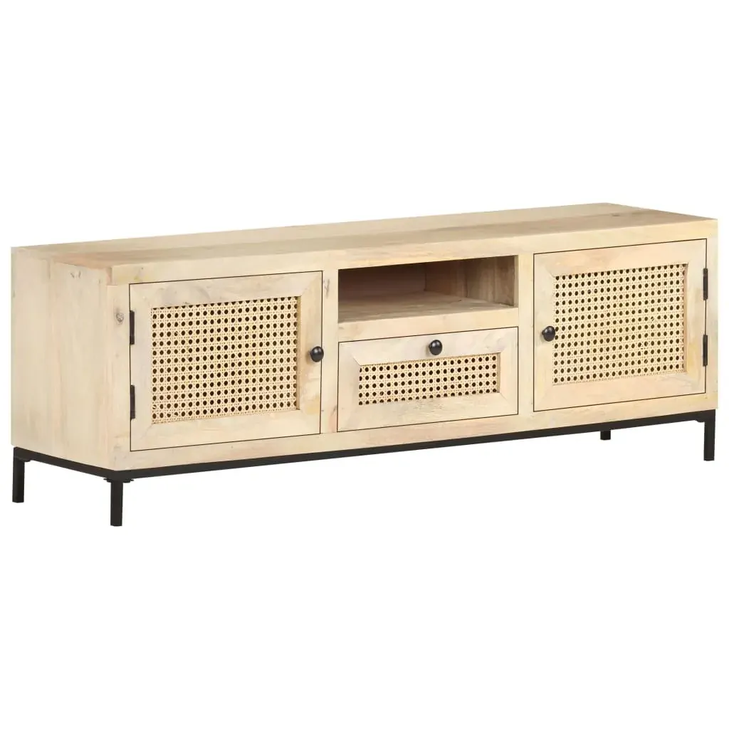 TV Cabinet 120x30x40 cm Solid Mango Wood and Natural Cane TV Cabinet 120x30x40 cm Solid Mango Wood and Natural Cane