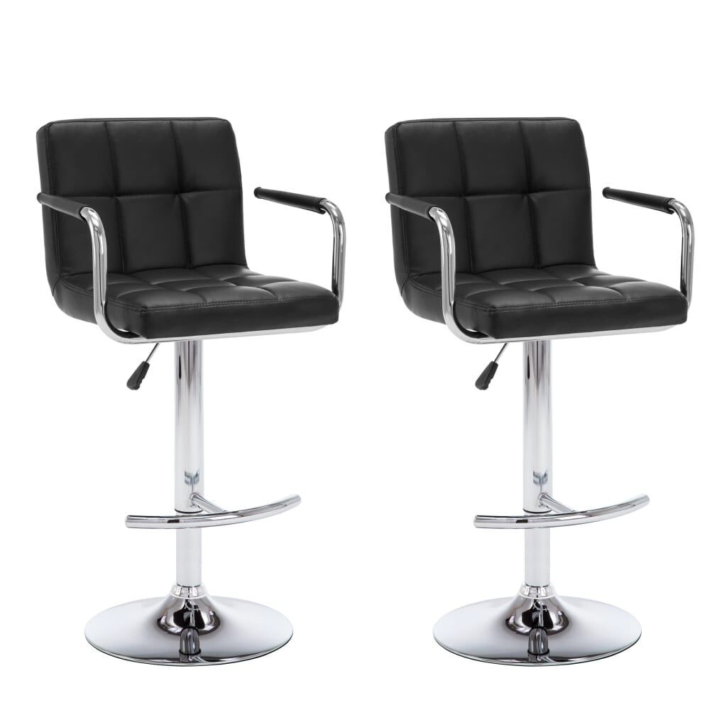 Bar Stools 2 pcs Black Faux Leather Bar Stools 2 pcs Black Faux Leather