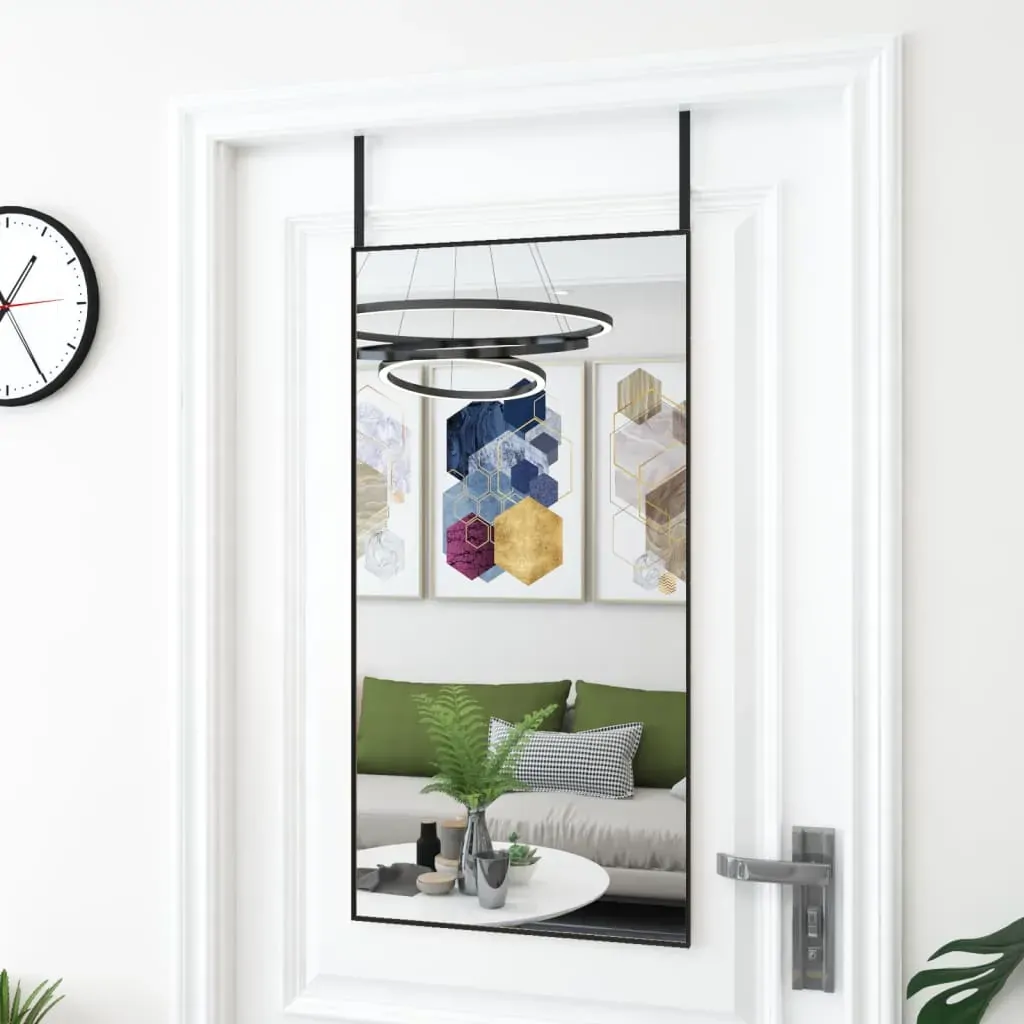 Door Mirror Black 50x100 cm Glass and Aluminium Door Mirror Black 50x100 cm Glass and Aluminium