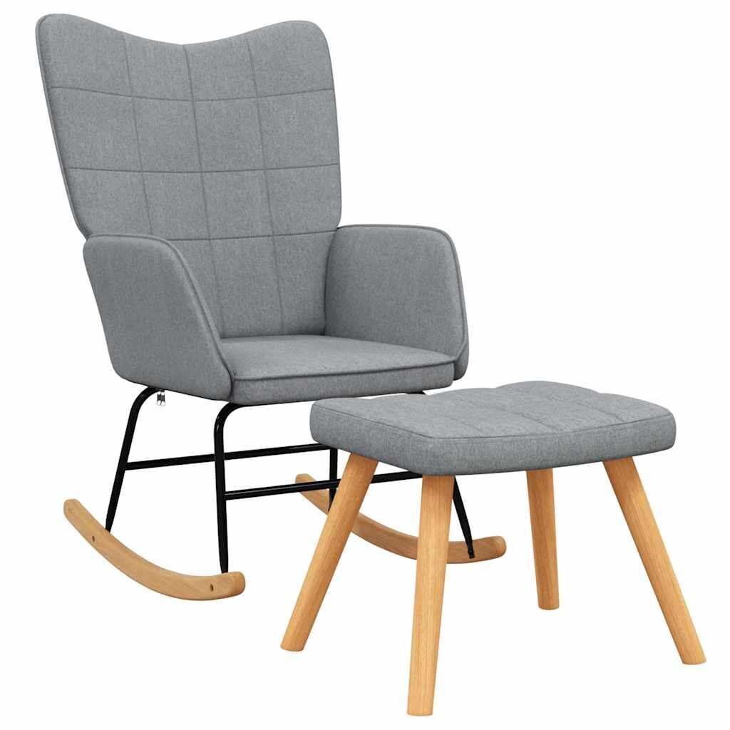 Rocking Chair with a Stool Light Grey Fabric Rocking Chair with a Stool Light Grey Fabric