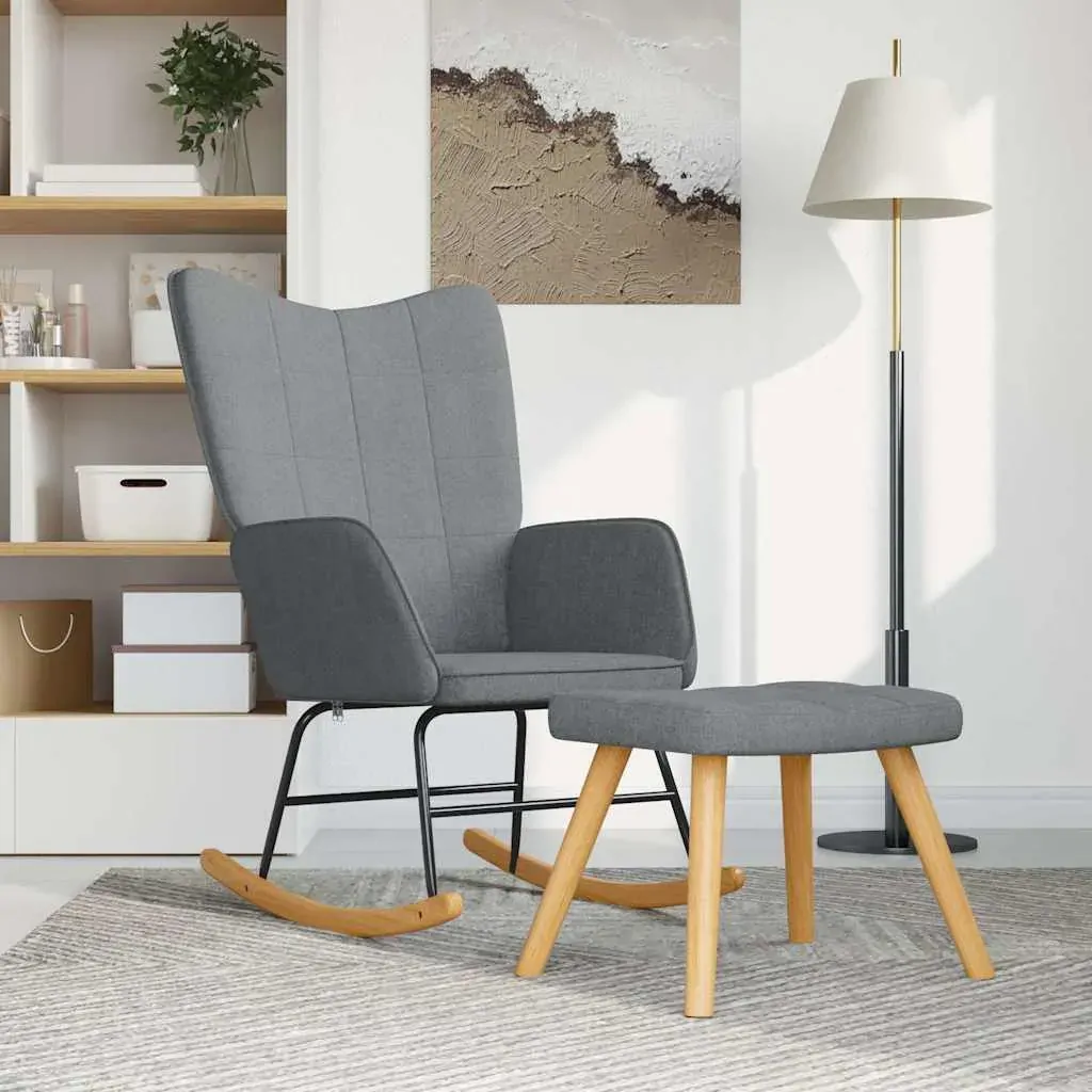 Rocking Chair with a Stool Light Grey Fabric Rocking Chair with a Stool Light Grey Fabric