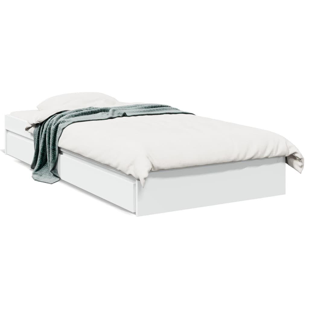 Bed Frame with Drawers without Mattress White 90x190 cm Bed Frame with Drawers without Mattress White 90x190 cm