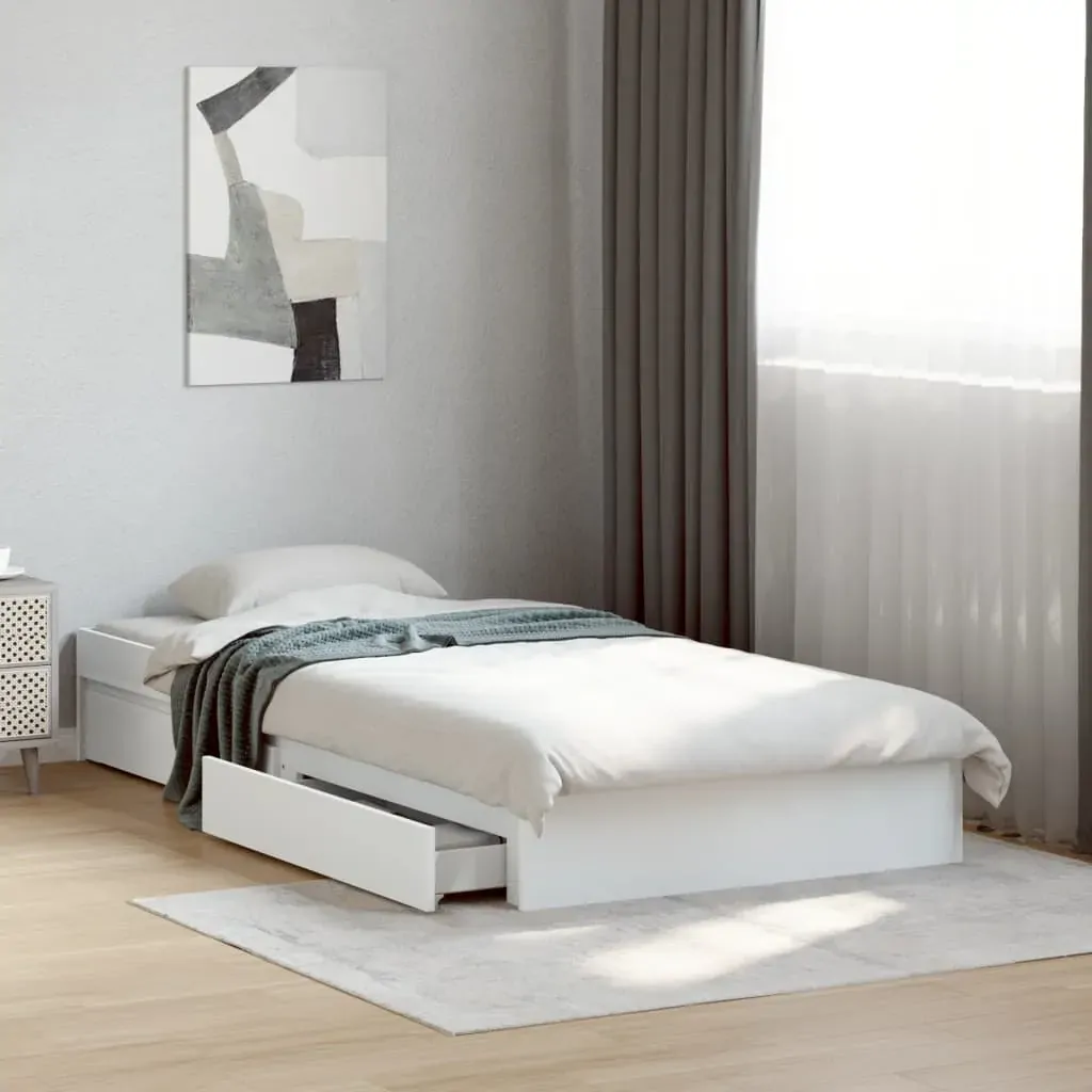 Bed Frame with Drawers without Mattress White 90x190 cm Bed Frame with Drawers without Mattress White 90x190 cm