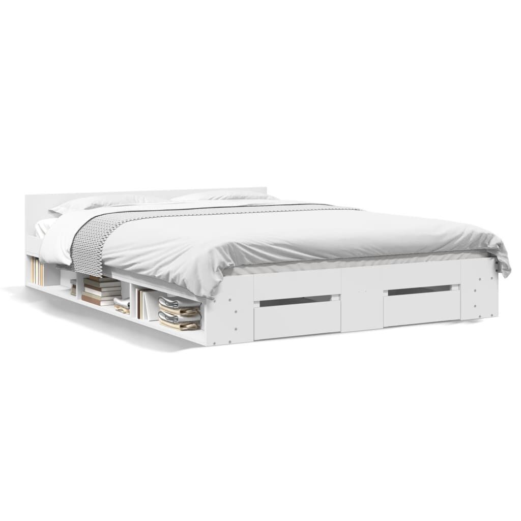 Bed Frame with Drawers without Mattress White 150x200 cm Bed Frame with Drawers without Mattress White 150x200 cm