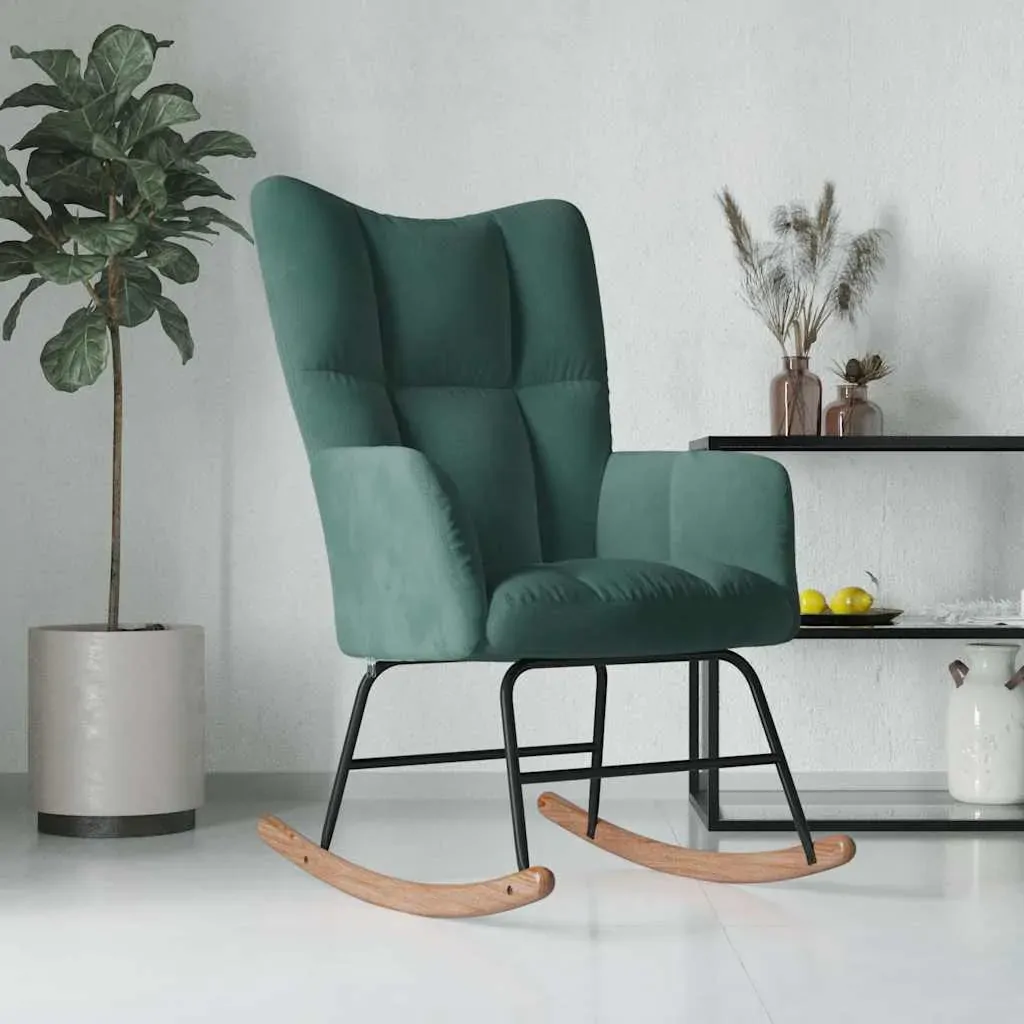 Rocking Chair Dark Green Velvet Rocking Chair Dark Green Velvet