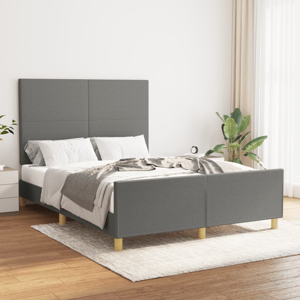 Bed Frame without Mattress Dark Grey 137x187 cm Double Fabric Bed Frame without Mattress Dark Grey 137x187 cm Double Fabric