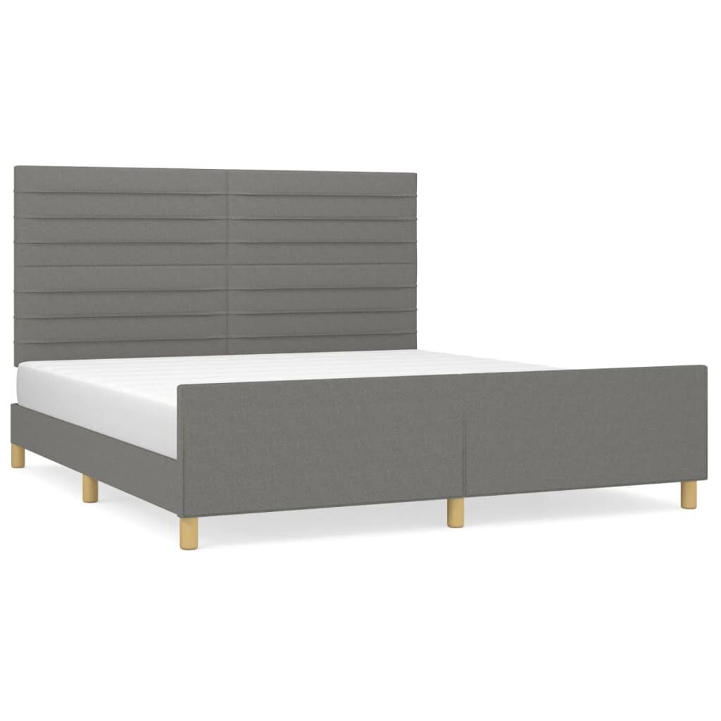 Bed Frame without Mattress Dark Grey 152x203 cm Queen Fabric Bed Frame without Mattress Dark Grey 152x203 cm Queen Fabric