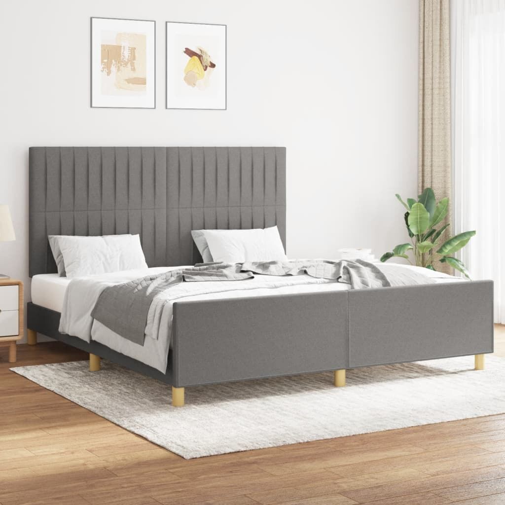 Bed Frame without Mattress Dark Grey 152x203 cm Queen Fabric Bed Frame without Mattress Dark Grey 152x203 cm Queen Fabric