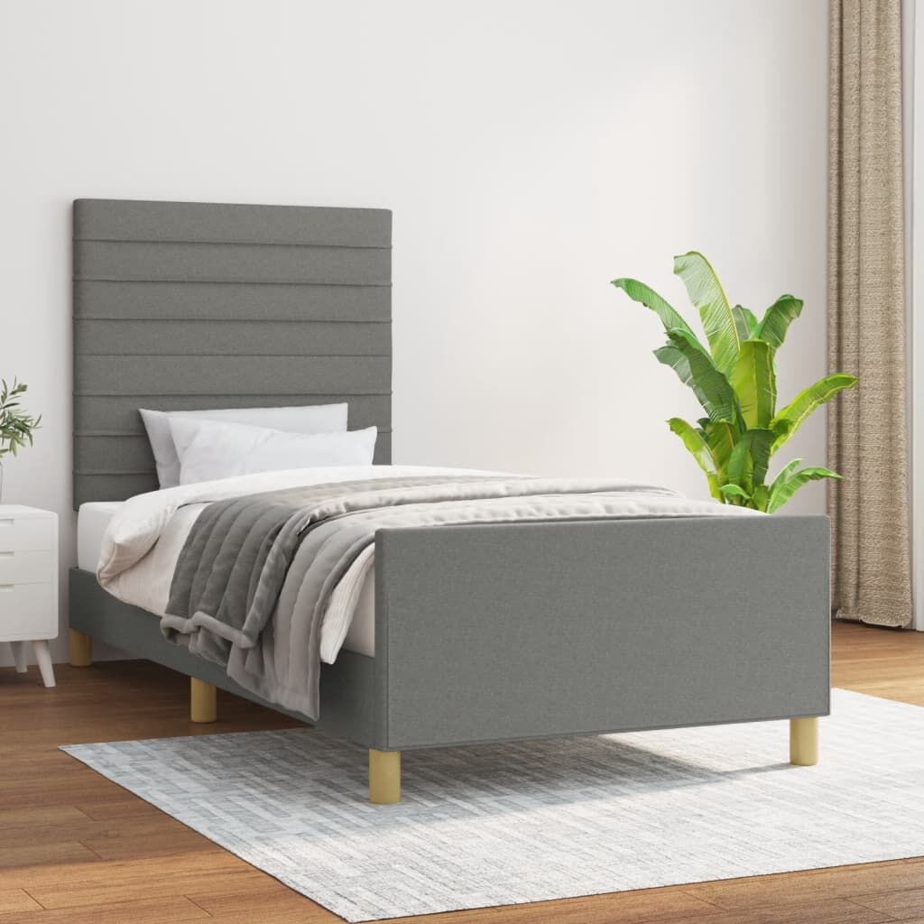 Bed Frame without Mattress Dark Grey 107x203 cm King Single Size Fabric Bed Frame without Mattress Dark Grey 107x203 cm King Single Size Fabric