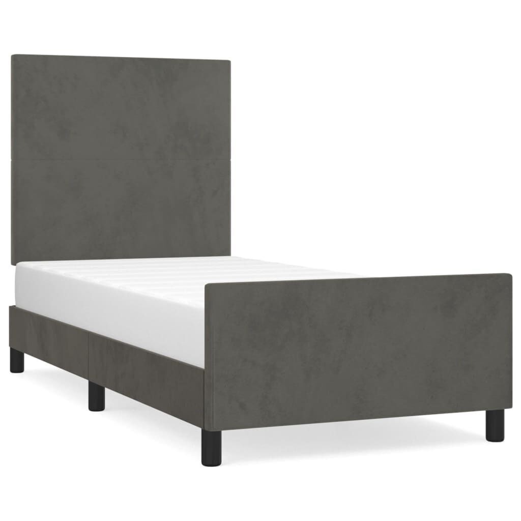 Bed Frame without Mattress Dark Grey 107x203 cm King Single Size Velvet Bed Frame without Mattress Dark Grey 107x203 cm King Single Size Velvet