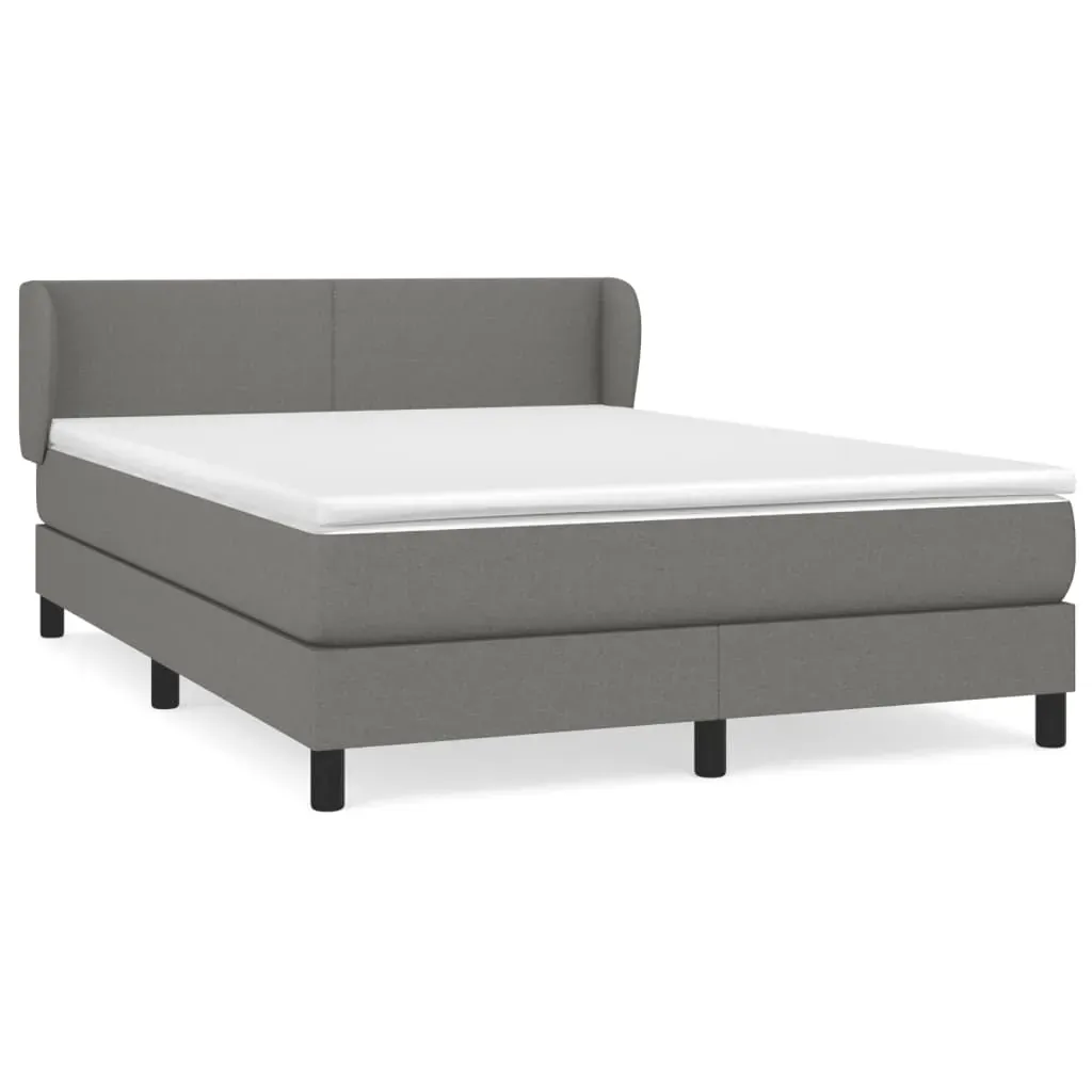 Box Spring Bed with Mattress Dark Grey 153x203 cm Queen Size Fabric Box Spring Bed with Mattress Dark Grey 153x203 cm Queen Size Fabric