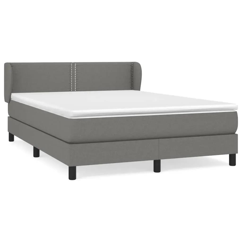 Box Spring Bed with Mattress Dark Grey 153x203 cm Queen Size Fabric Box Spring Bed with Mattress Dark Grey 153x203 cm Queen Size Fabric