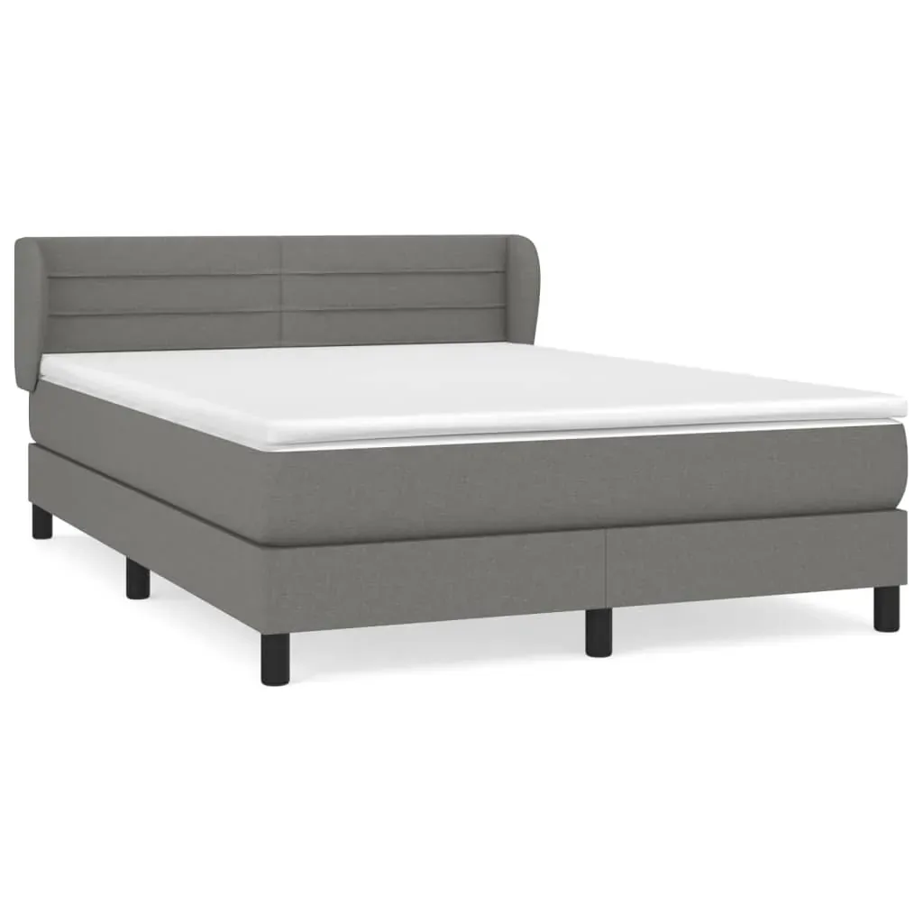 Box Spring Bed with Mattress Dark Grey 153x203 cm Queen Size Fabric Box Spring Bed with Mattress Dark Grey 153x203 cm Queen Size Fabric