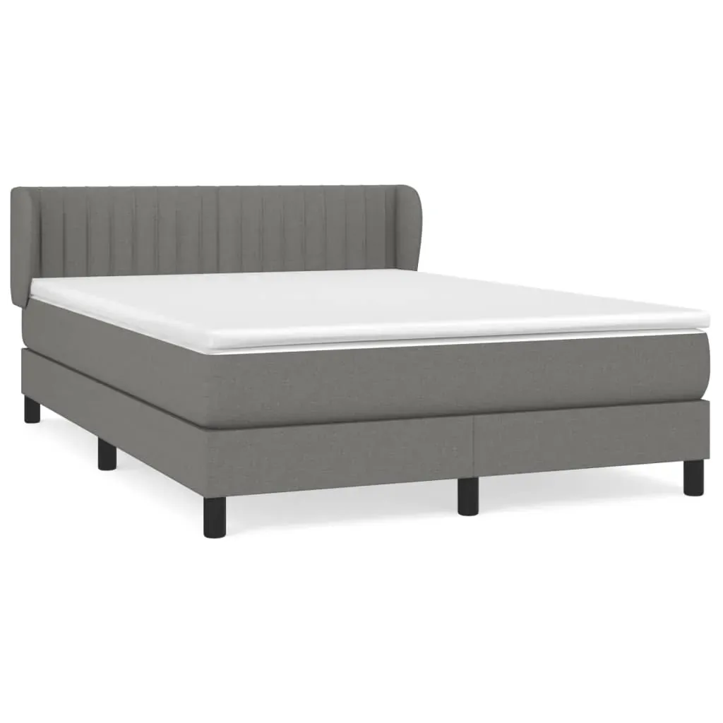 Box Spring Bed with Mattress Dark Grey 153x203 cm Queen Size Fabric Box Spring Bed with Mattress Dark Grey 153x203 cm Queen Size Fabric