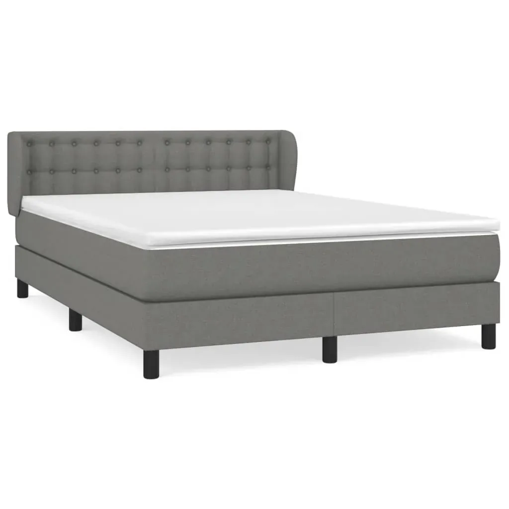 Box Spring Bed with Mattress Dark Grey 153x203 cm Queen Size Fabric Box Spring Bed with Mattress Dark Grey 153x203 cm Queen Size Fabric